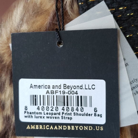 NWT America and Beyond Phantom Leopard Shoulder bag with woven lurex strap - Picture 3 of 9